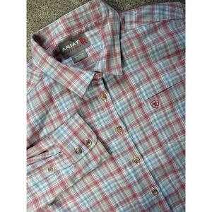 Ariat FR Women XXL 2XL Flame Resistant Work Shirt CAT 2 2172 Long Sleeve Plaid